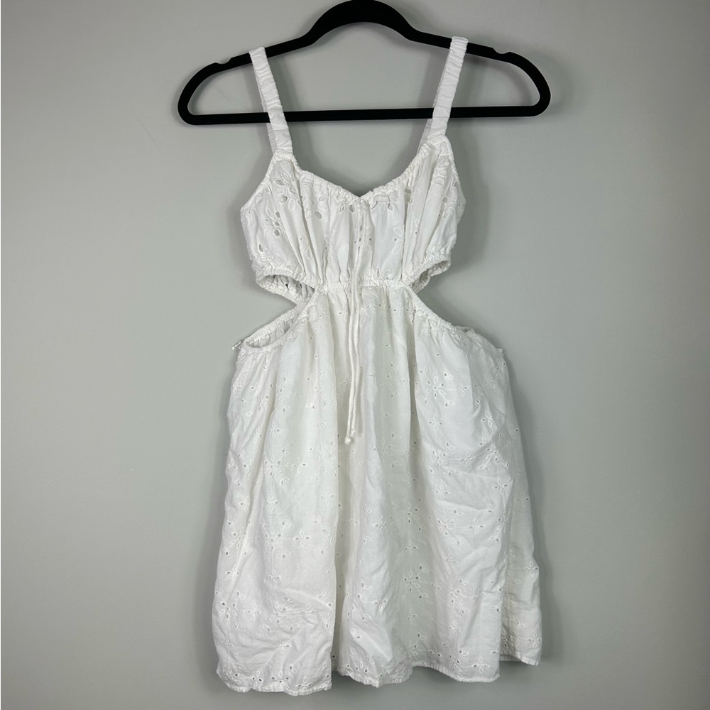 American Eagle Cut Out Eyelit Mini Dress White